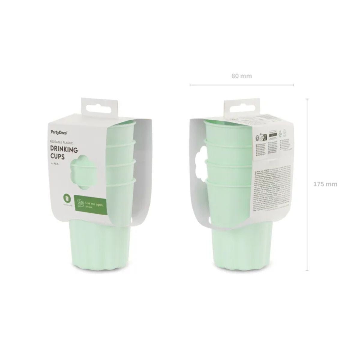 Vasos de plástico Frill Verde Salvia (220 ml) – 4 uds - NAROSA SWEET PARTY