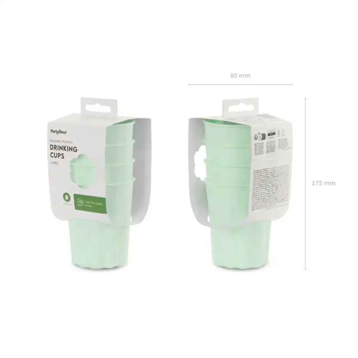 Vasos de plástico Frill Verde Salvia (220 ml) – 4 uds - NAROSA SWEET PARTY