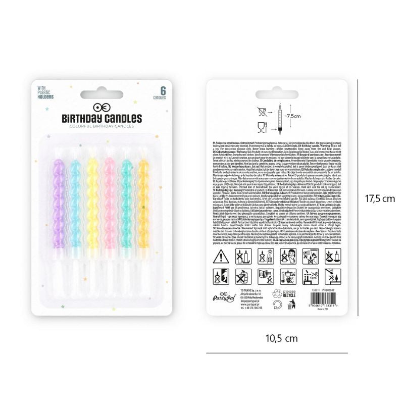 Velas de cumpleaños con bengalas de colores, 7,5 cm, 6 uds. - NAROSA SWEET PARTY