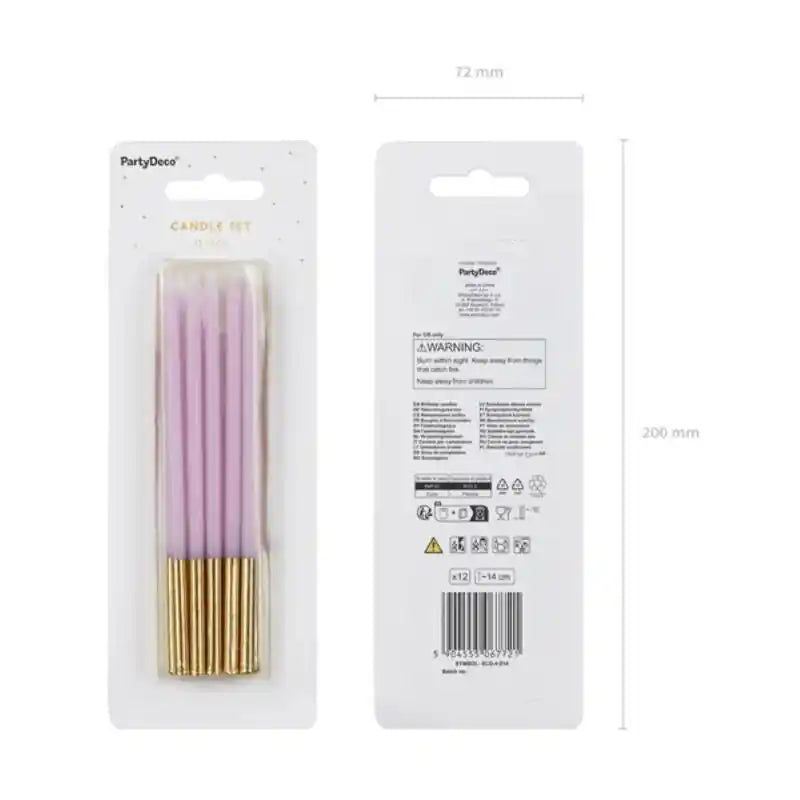 Velas de cumpleaños lisas violetas 14 cm (pack 12 uds) - NAROSA SWEET PARTY