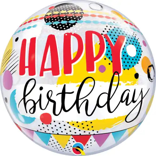 Globo Bubble Cumpleaños Círculos y Puntos 56 cm – Multicolor - Narosa Sweet Party Barcelona
