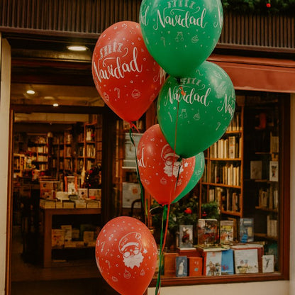 12 Globos de Látex Navidad Rojos y Verdes - NAROSA SWEET PARTY