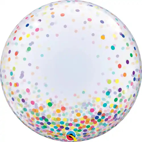 Globo Bubble Confeti Mix 61 cm | 4 Colores | Apto Aire y Helio - Narosa Sweet Party Barcelona