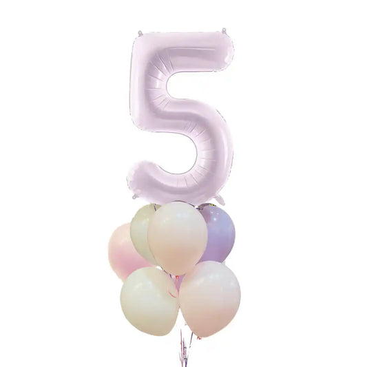Bouquet Globo Número 72 cm Pastel + 6 Globos Biodegradables - Narosa Sweet Party Barcelona