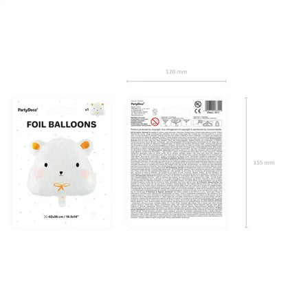 Globus Metàl·lic Ós Polar 51x45 cm - Blanc amb Detalls Daurats