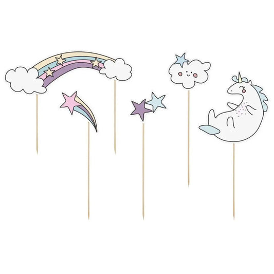 Topper para Pastel Unicornio de 23.5 cm - Set de 5 unidades - Narosa Sweet Party Barcelona