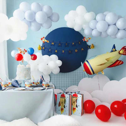 Topper para tarta con globos y avión de papel