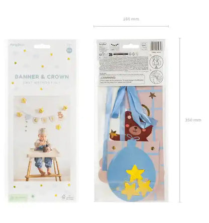 Set Banderín y Corona Osito de Peluche Cumpleaños | 1 ud. - Narosa Sweet Party Barcelona