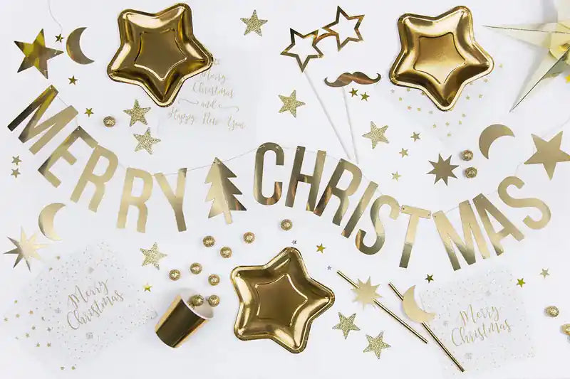 Banner Feliz Navidad Dorado. - Narosa Sweet Party Barcelona