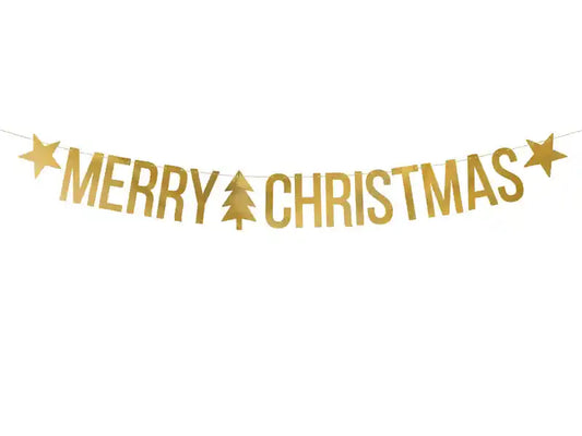 Golden Merry Christmas Banner.