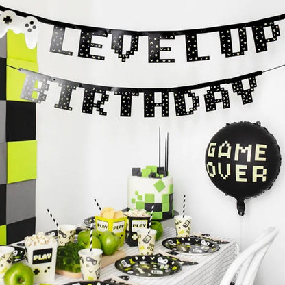 Banner de papel DIY Level Up 2,5 m x 13 cm cumpleaños
