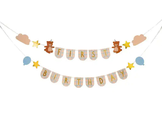 First Birthday Banner with Teddy Bears
