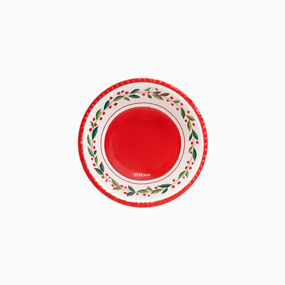 Round Cardboard Bowl Christmas 350 cc Natural Holly