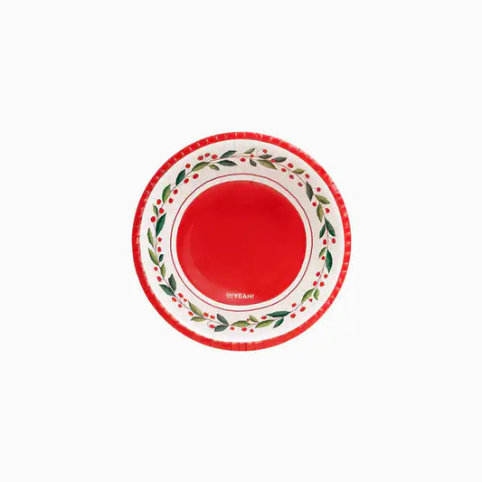 Round Cardboard Bowl Christmas 350 cc Natural Holly