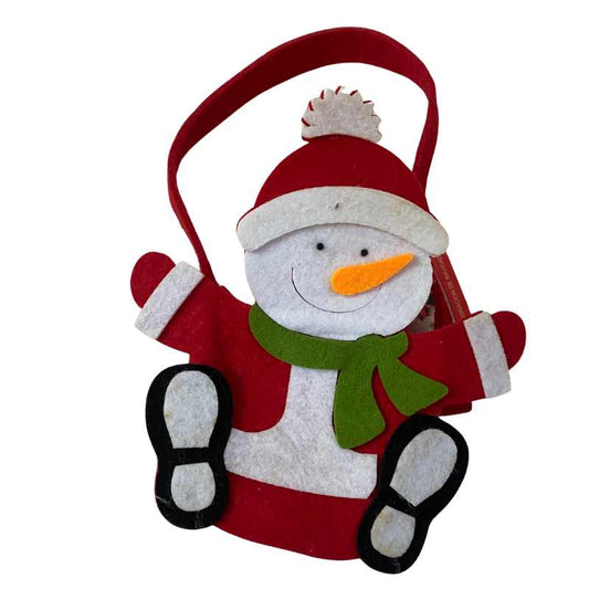 Red Fabric Bag in the Shape of a Snowman 15 cm