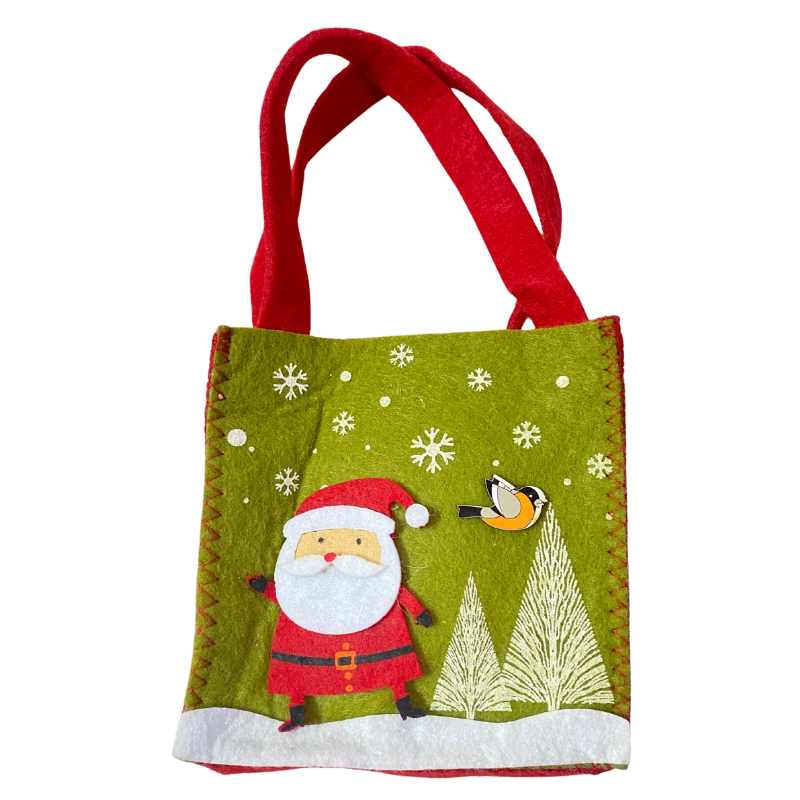 Bolsa de tela verde de Navidad 15 cm