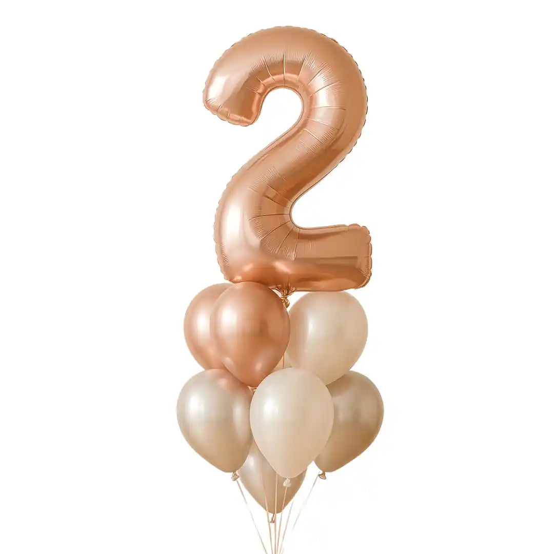Bouquet Globo Número Metalizado 72 cm + 6 Globos Biodegradables - Narosa Sweet Party Barcelona