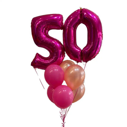 Bouquet Globo Número Metalizado 72 cm + 6 Globos Biodegradables - Narosa Sweet Party Barcelona