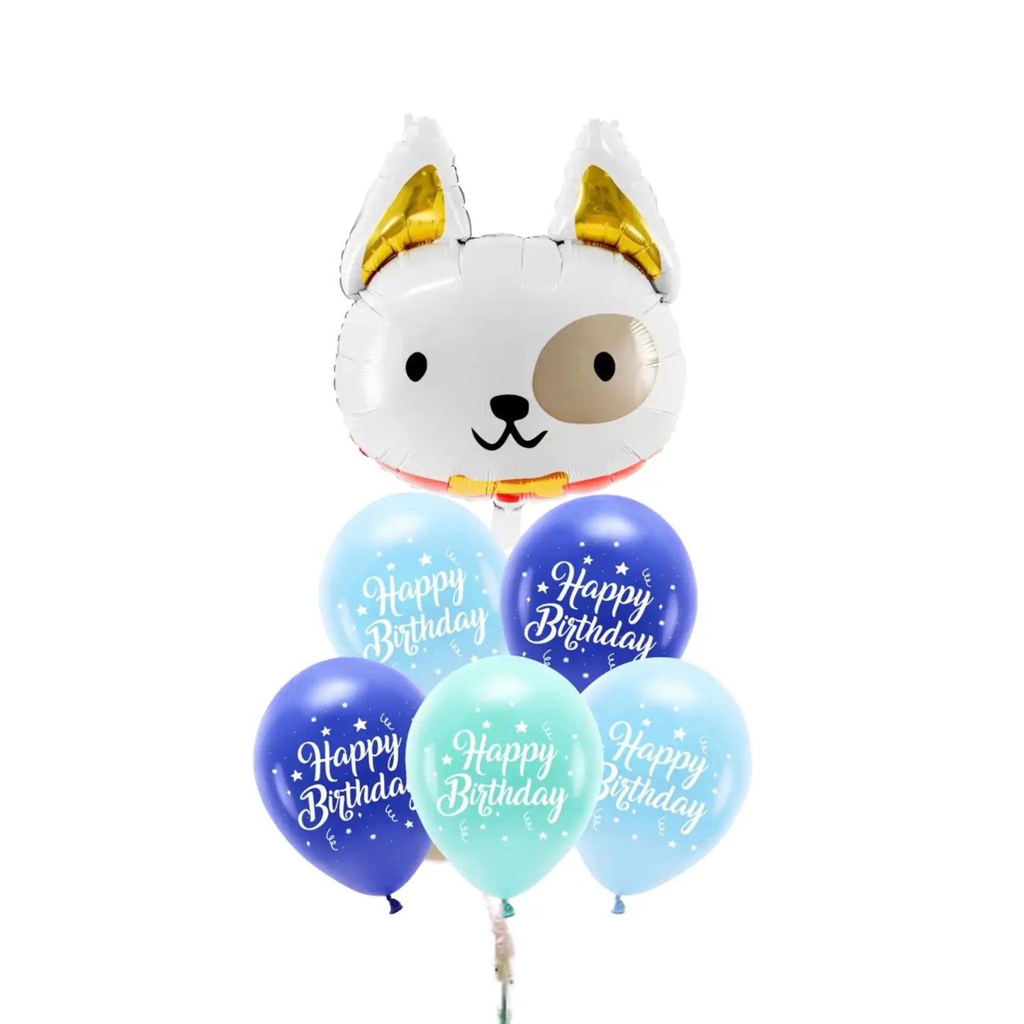 Bouquet con globo de perro y globos de helio
