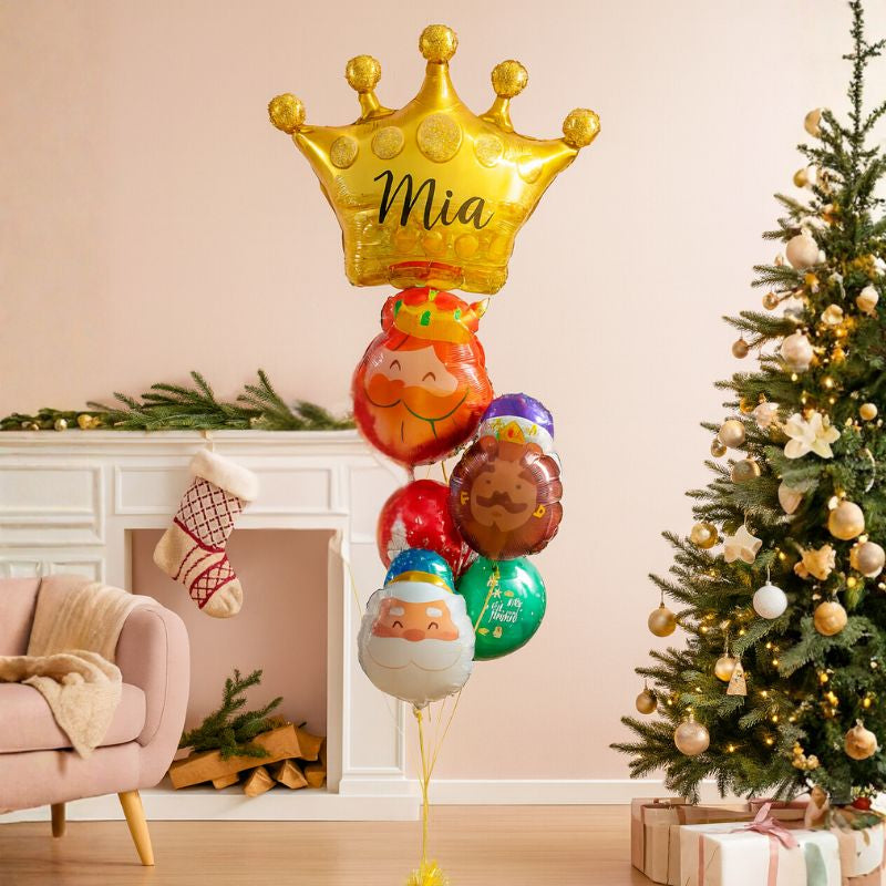 Globos biodegradables y foil en arreglo navideño