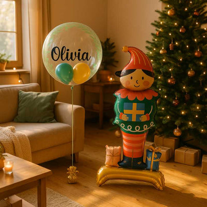 Globo Bubble con helio, confeti y nombre personalizado