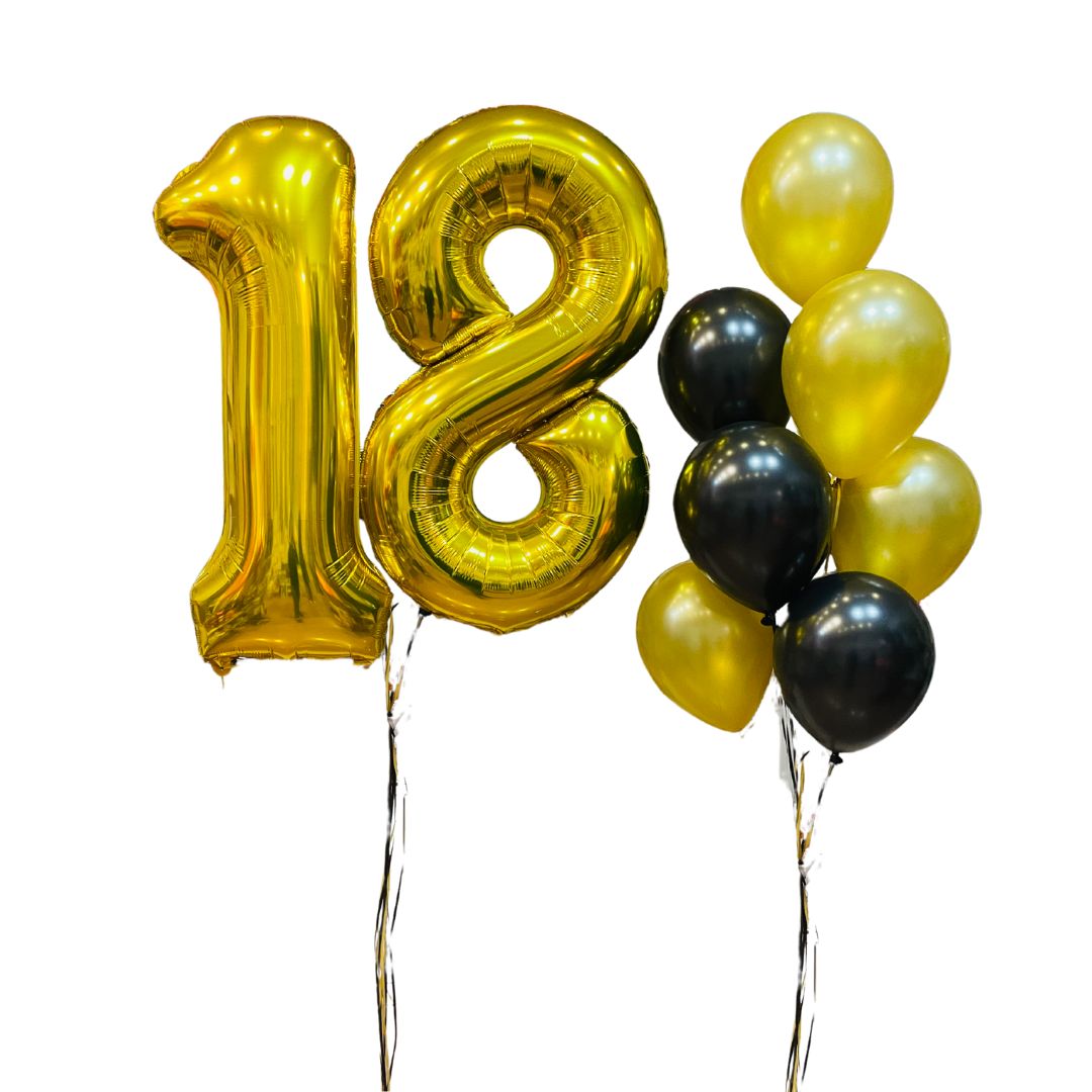 Number Balloon Bouquet 86cm Metallic + 10 Biodegradable Balloons