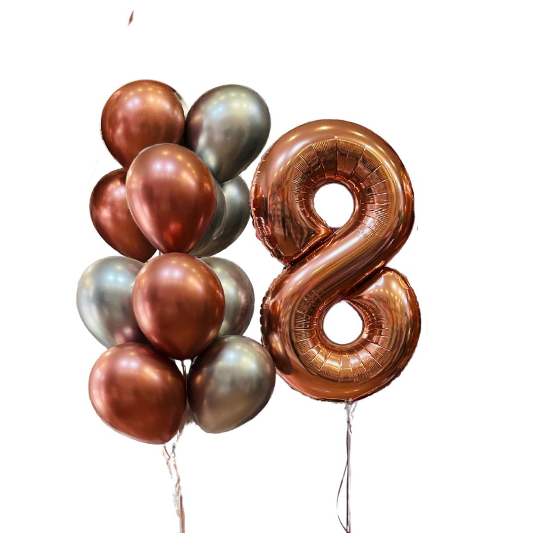 Number Balloon Bouquet 86cm Metallic + 10 Biodegradable Balloons
