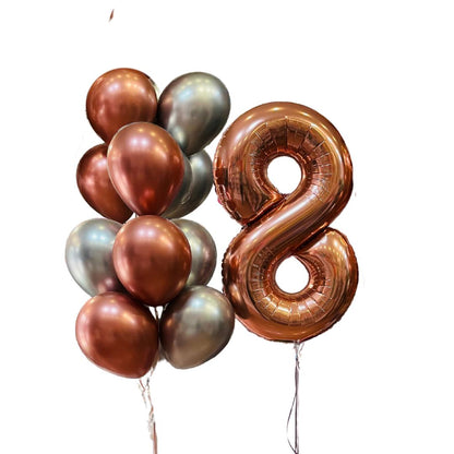 Number Balloon Bouquet 86cm Metallic + 10 Biodegradable Balloons