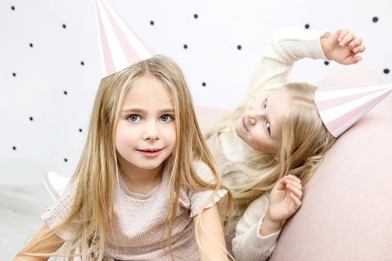 Light Pink Striped Party Hats