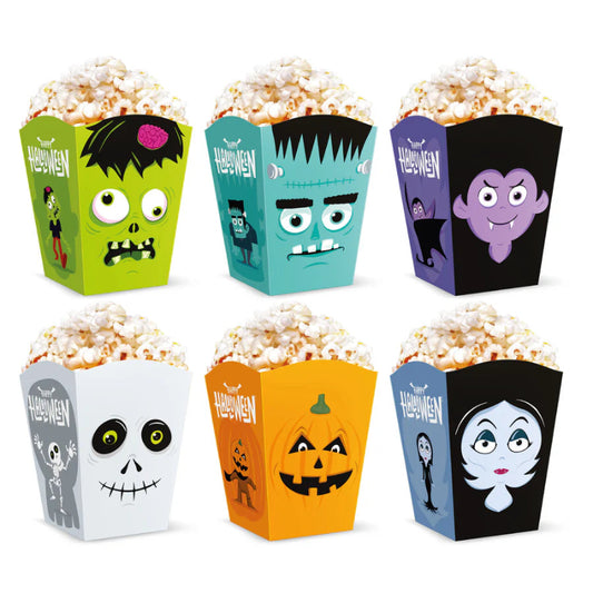 Cajas de palomitas Halloween con monstruos