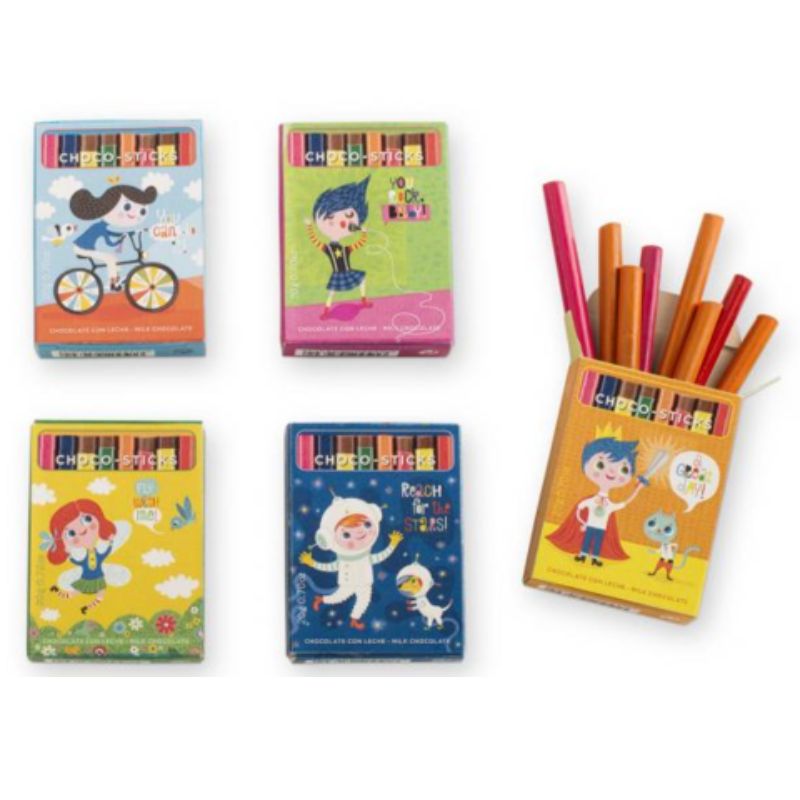 Barritas de chocolate infantiles con diseños divertidos.