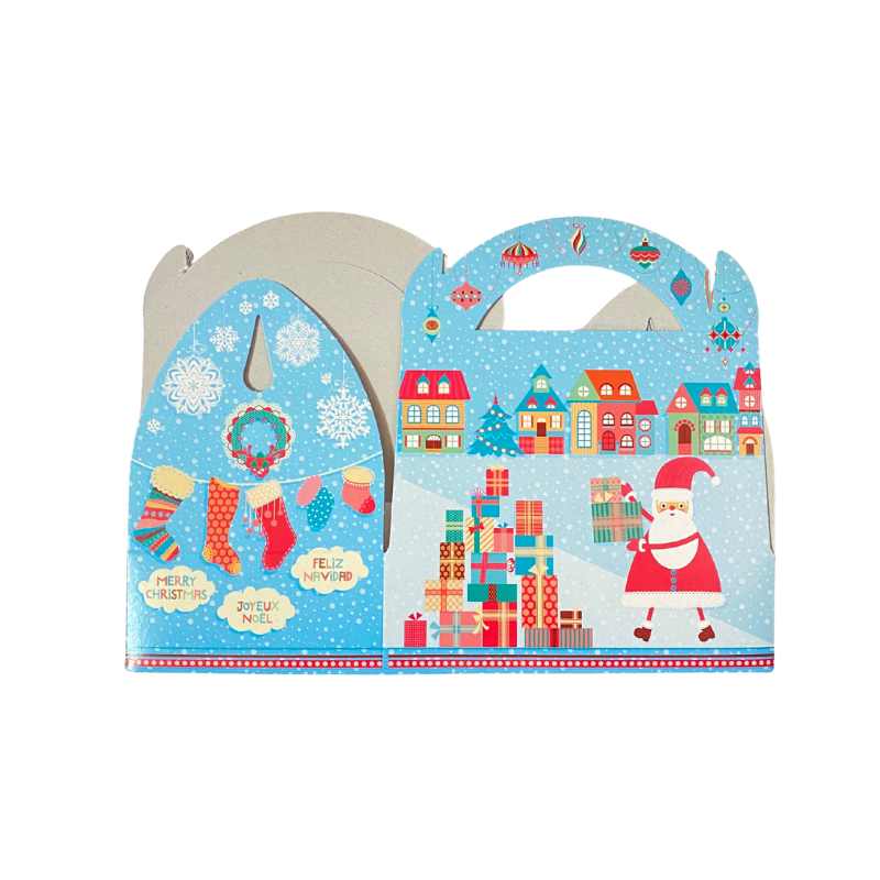 Caja de regalo 15 x 10 cm con Papá Noel y muñecos de nieve