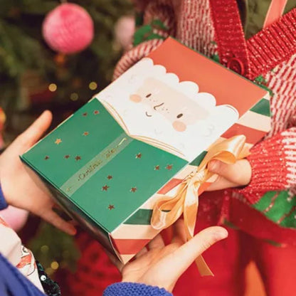 Caja de regalo Papá Noel con lazo dorado