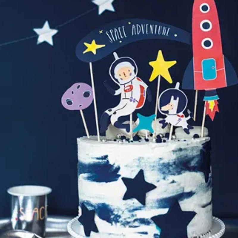 Decoración de tarta Space con 7 toppers variados