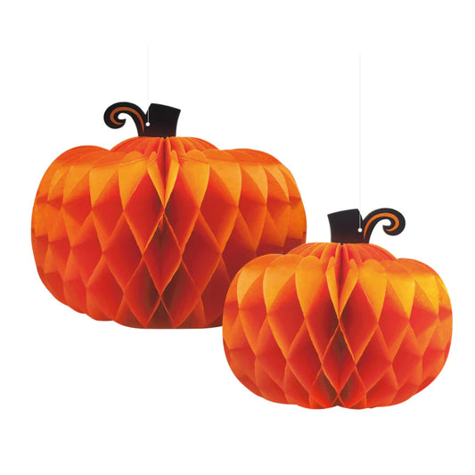 Calabazas colgantes Halloween panal 2 uds.