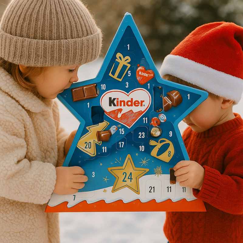 Calendario navideño con chocolates Kinder