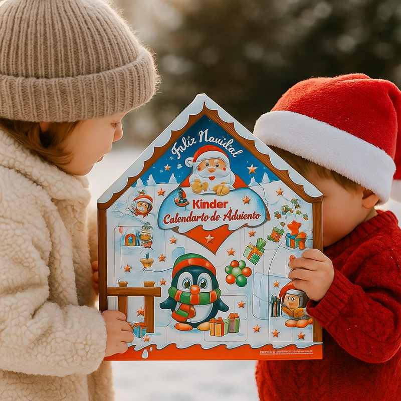 Calendario navideño con chocolates Kinder