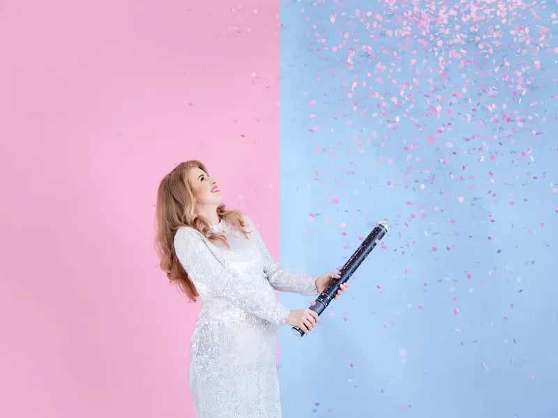 Confetti cannon with stars, gold, 60cm