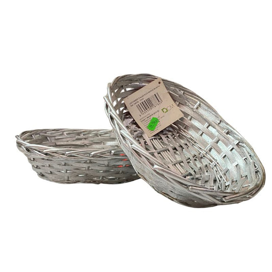 Cesta de mimbre dorada o plateada 20 x 15 cm