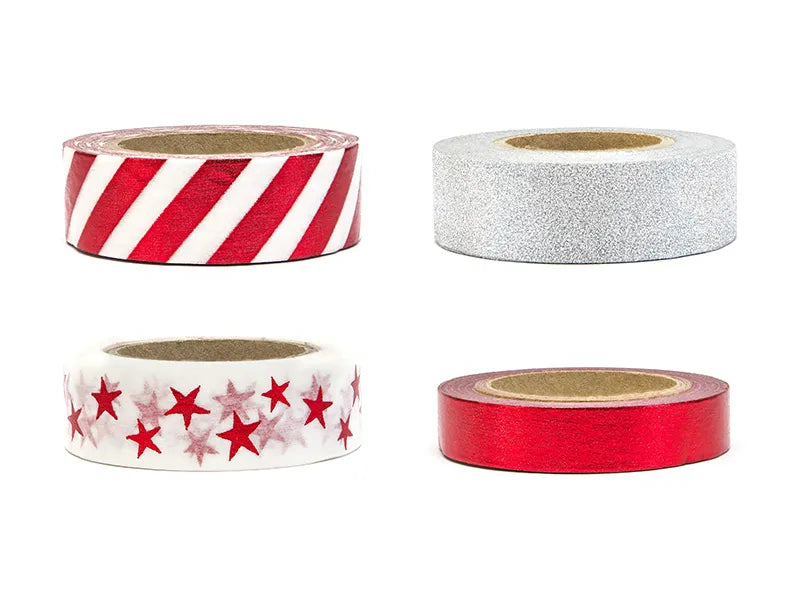 Cinta Decorativa Washi Tape Navidad, Mix de Diseños, 4 Uds.