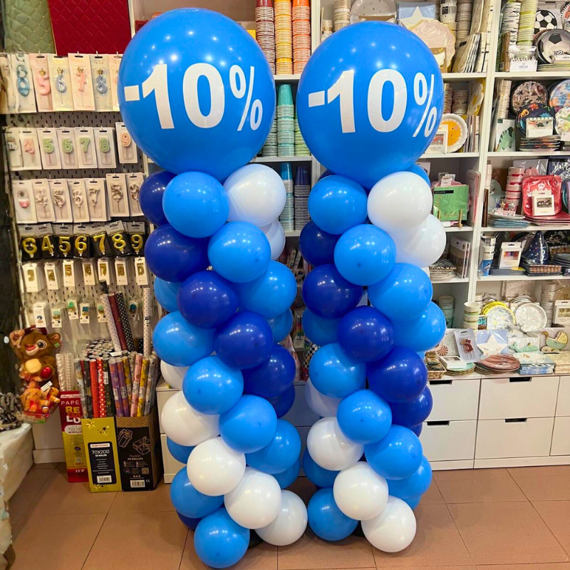 Columna de globos trio básica premium personalizada con acabado elegante