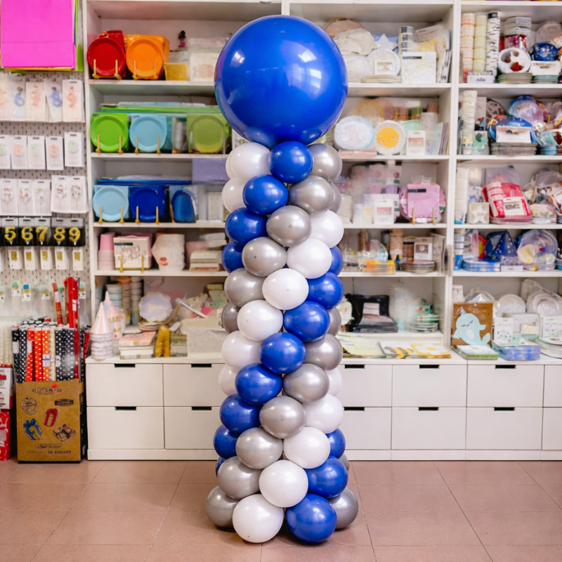 Decoración con columna de globos perlados trío para eventos especiales