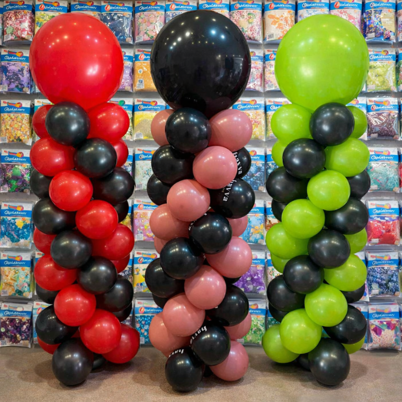 Decoración con columna de globos en espiral para cumpleaños y celebraciones