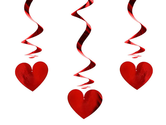 Corazones en Espiral Rojos - 3 Piezas