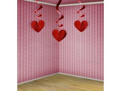 Corazones en Espiral Rojos - 3 Piezas