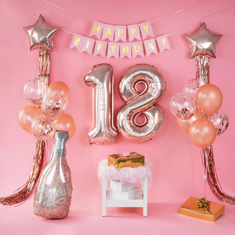 Guirnalda rosa de cumpleaños con cinta de 5 m