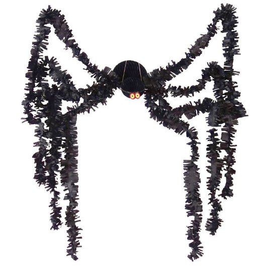 Decoración colgante Halloween araña panal 11 x 21 cm