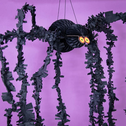 Decoración Halloween araña panal con patas 75 cm