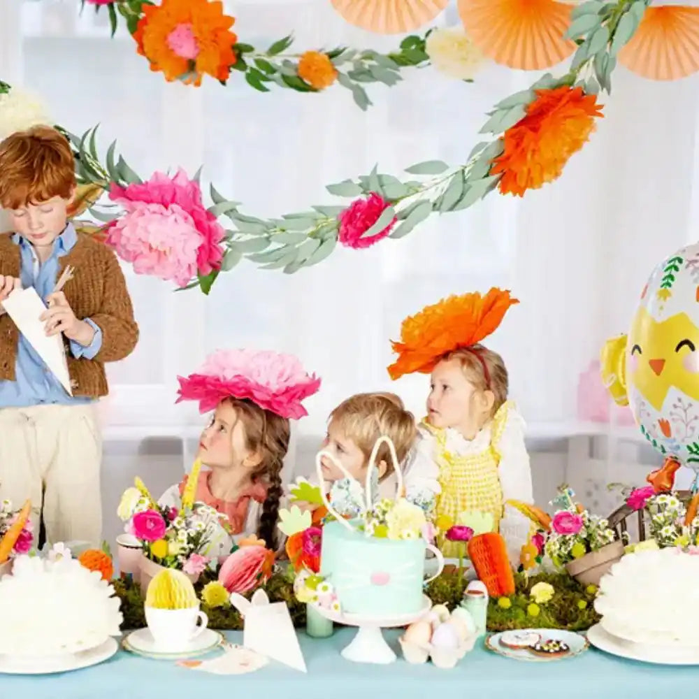 Decoración de Flores de Papel Seda 35 cm - Pack de 3, Colores Mixtos - Narosa Sweet Party Barcelona
