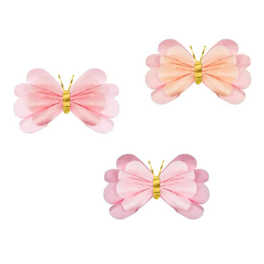 Decoración de Papel Seda Mariposas 50x40 cm - Pack de 3, Colores Mixtos